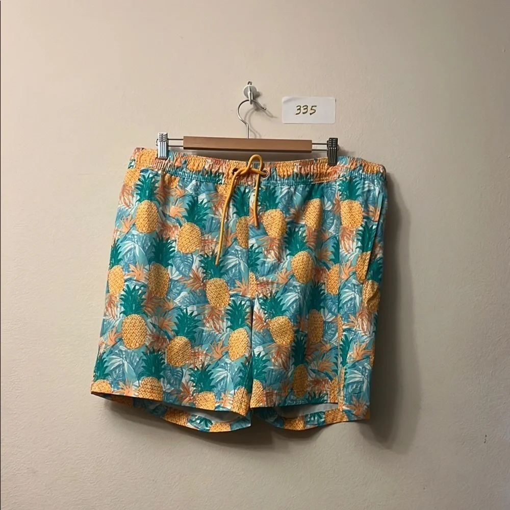 Vibrant Yellow and Green Board Shorts with Elastic Waistband